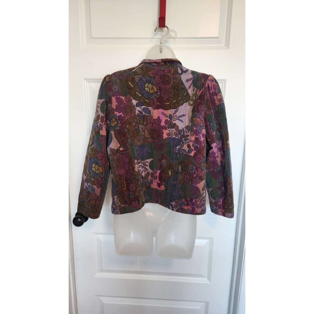 VTG Jack Winter Tapestry Blazer Jacket Floral Multicolor Boho Artsy Women's Lg - Picture 5 of 8